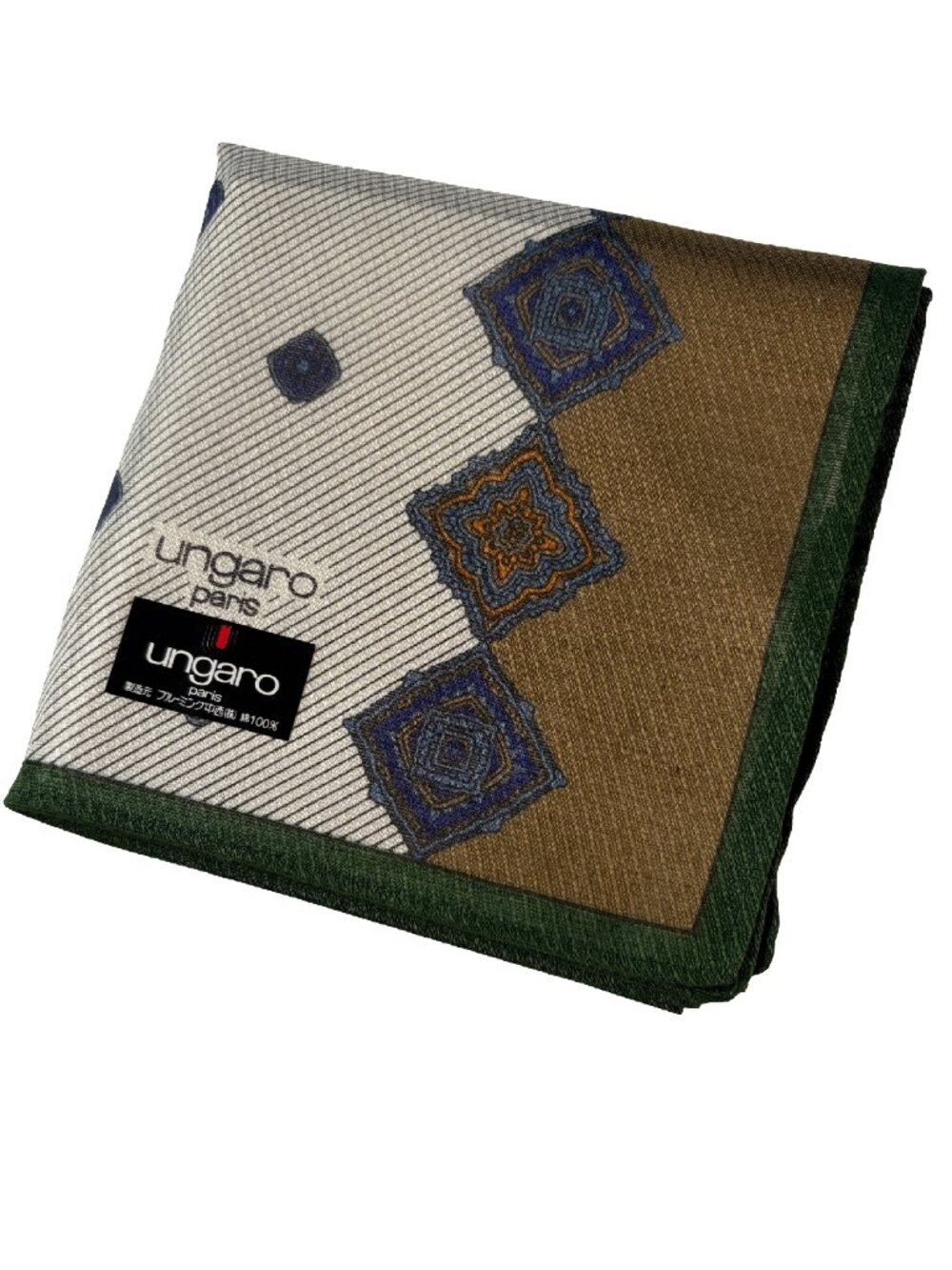 NWT Vintage Ungaro Paris Cotton Pocket Square Scarf 17.5"